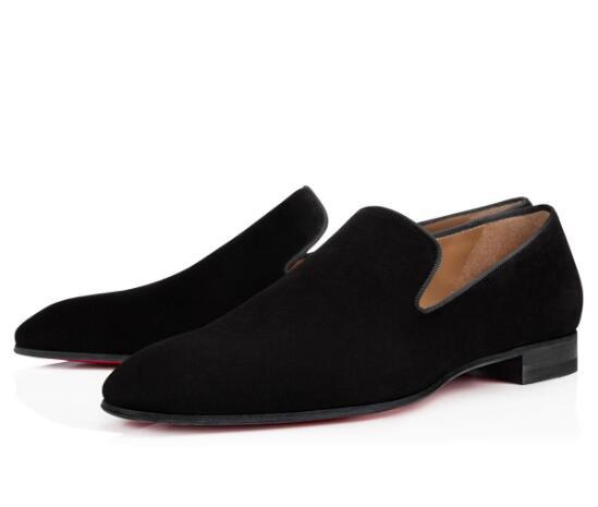 2026 Wholesale Brand Red Bottom Loafers Luxury Men's Party Wedding Shoes For Mens Slip On Flats Designer BLACK PATENT LEATHER Suede Dress Shoes