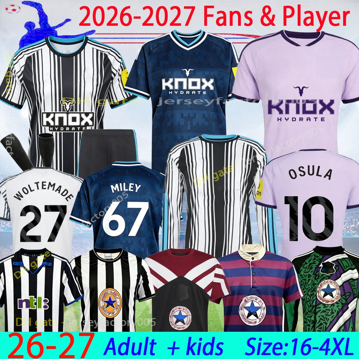retro newcaslted Woltemade 26 27 Soccer Jerseys Elanga MILEY Botman OSULA Livramento Willock Krafth 2026 football shirt mens kids kit 16-4XL