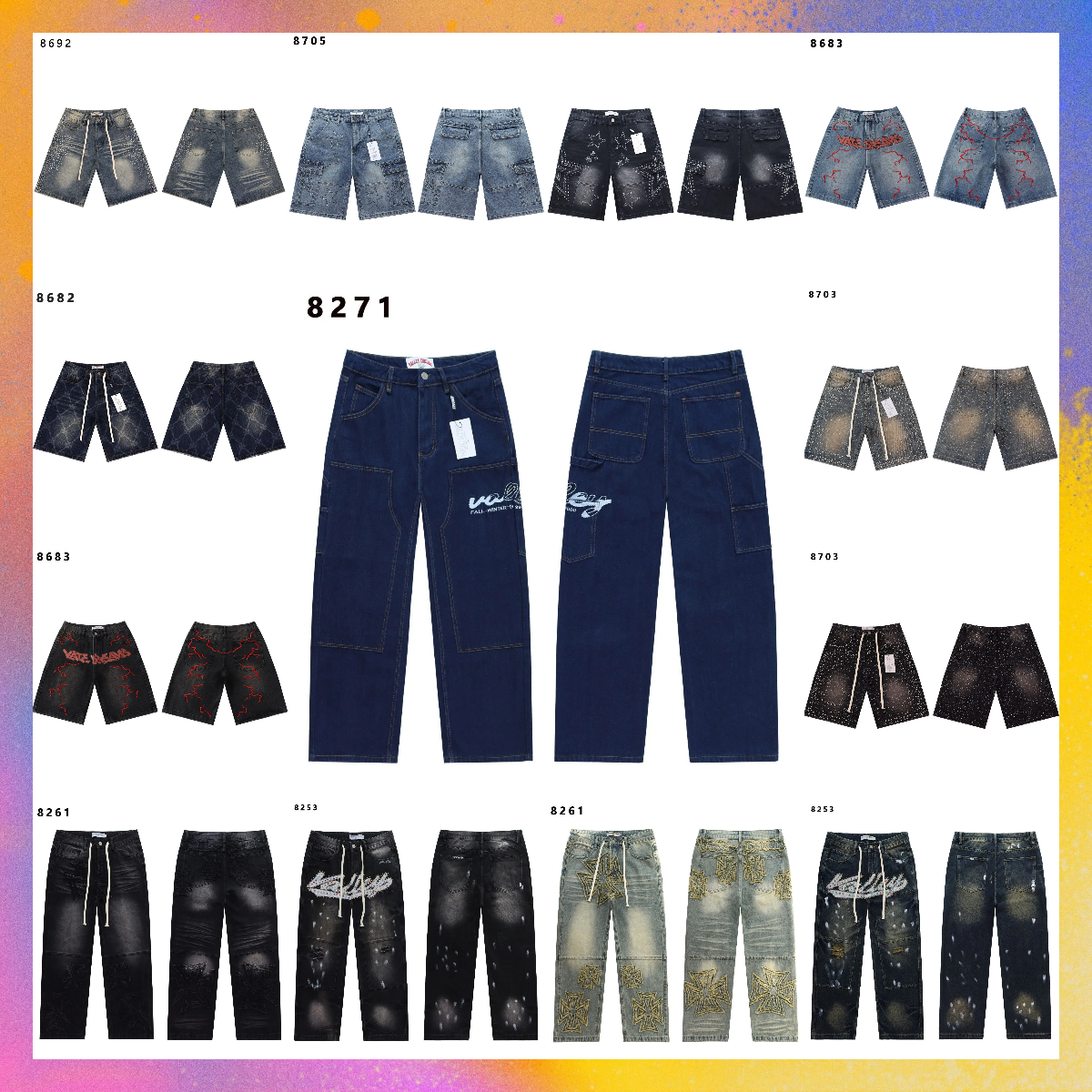10A vally jean shorts Dreams Mens Designer Vale Shorts For Summer Fashion Jeans Hombre Trousers Biker Embroidery Ripped Trend Cargo Pants valleys jo
