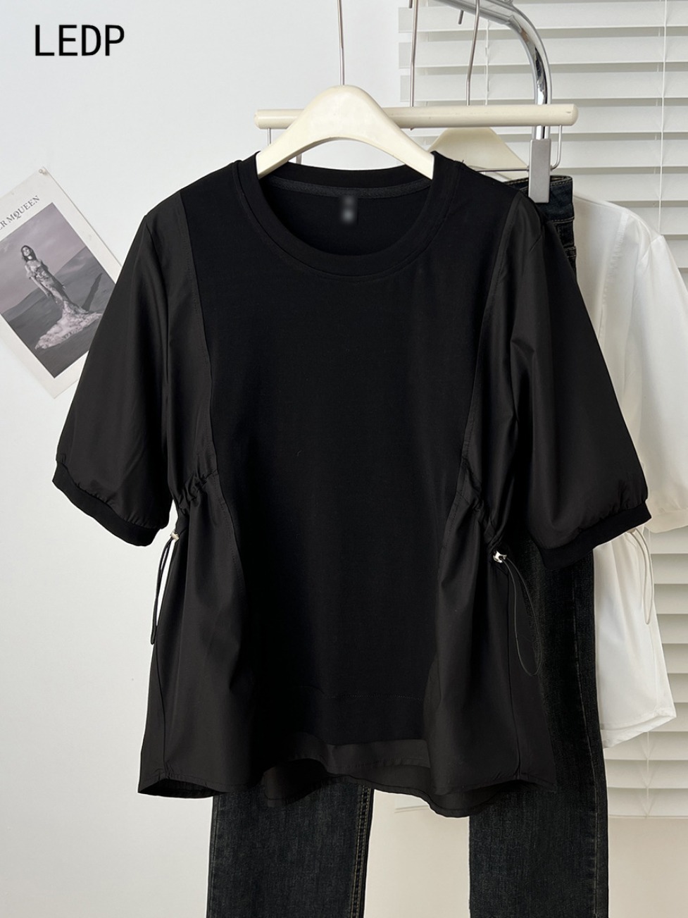 286763 Parallel Self Plus Size Women's T-shirt Mirror Twin Pattern Commuter Slimming Quantum Theory Cotton