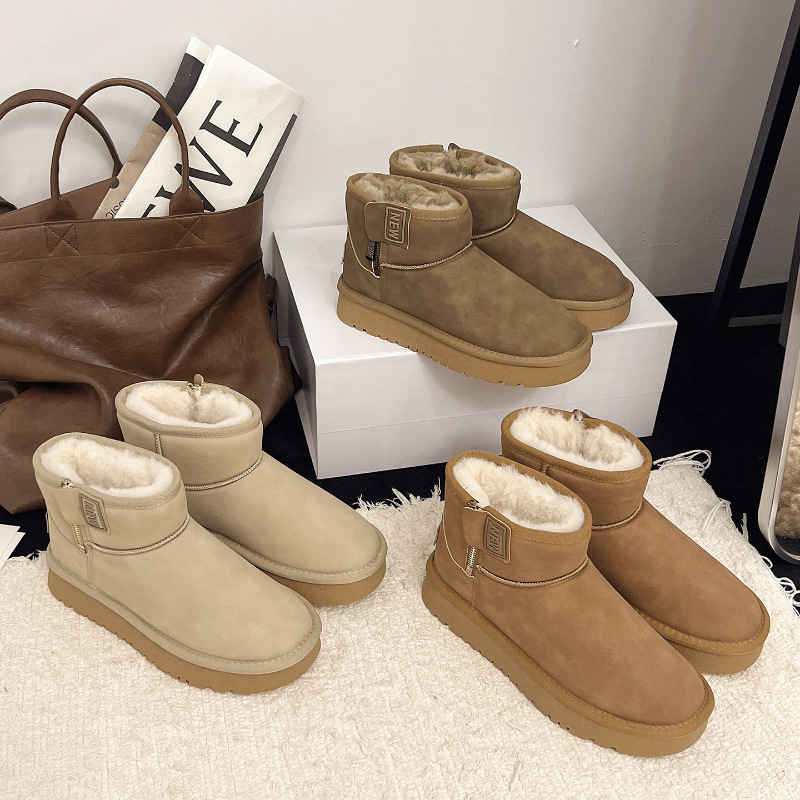 Free Shipping Worldwide luxury Designer 2026 Winter Snow Boots Womens Short Tube Snow Cotton with Thick Velvet for Snow Protection