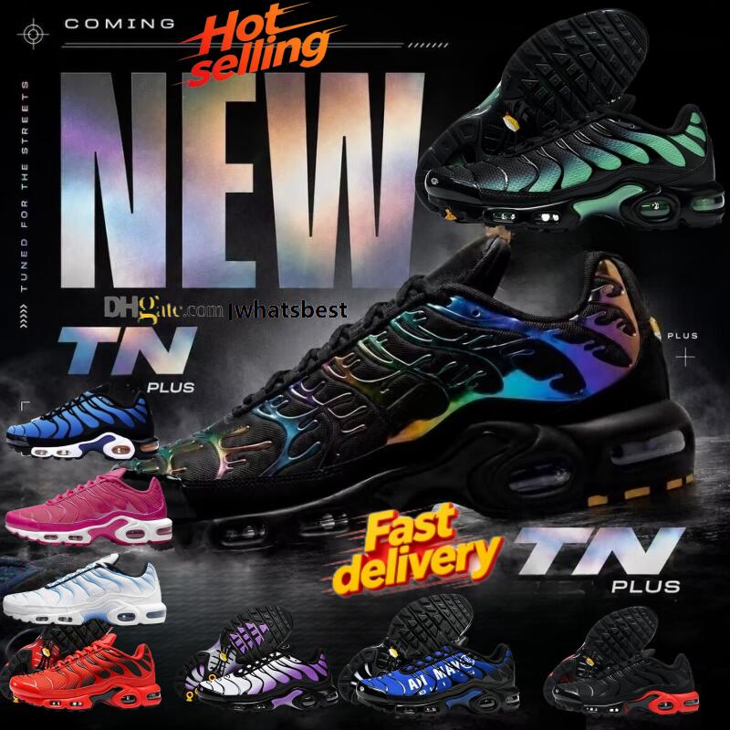 TN Running Shoes Aurora Green TNs Plus Multi Color Iridescent Mens Shoe Sneakers With Box White Black Men Sports shoe Drop Ship New Basketball Shoes