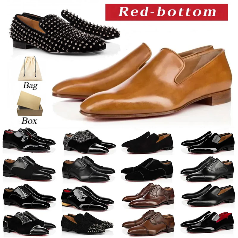 Red bottoms Shoes Men red bottom Dress Shoes mens black brown Leather Sneaker Thick Bottom Brogue Business Oxford Suede Rivets Office Wedding Party