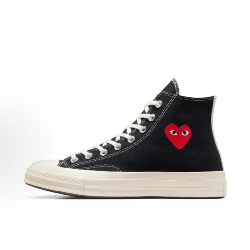 Converse x CDG Play Chuck Taylor All Star 70 Unisex Canvas Shoes Co branded Heart Print Retro High Top Canvas Rubber Sole Shoes Street Wear Trendy C