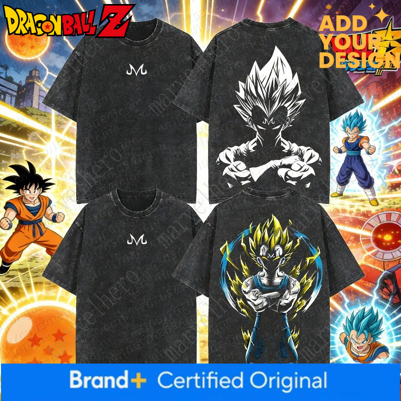 Anime Dragon Ball Cosplay Washed Cotton Short Sleeve Loose Large Casual Sports Fitness T-Shirt Men's Harajuku Clothing