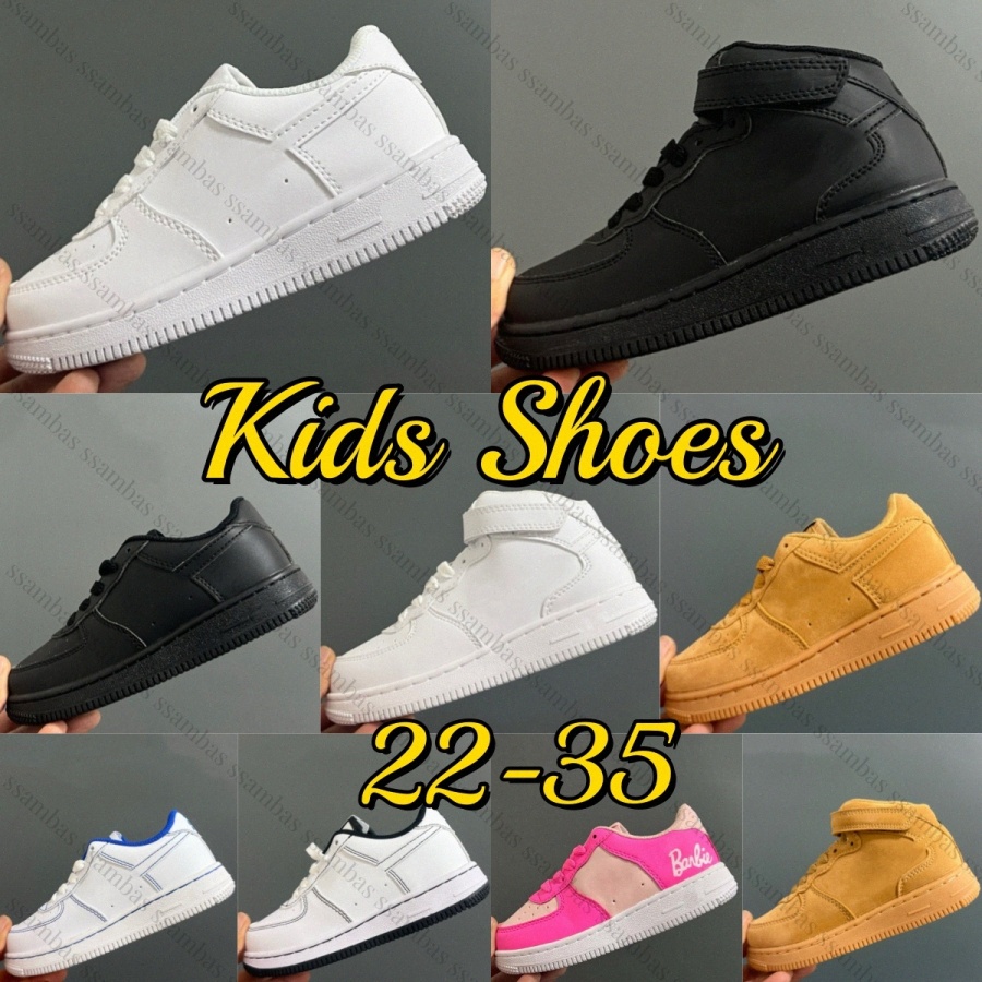 Kids Shoes 1s Designer Low Baby Toddlers Sport Sneakers Mid Boys Girls 1 Running Outdoor Trainers Children Youth Basketball Black White Wheat Red Bl