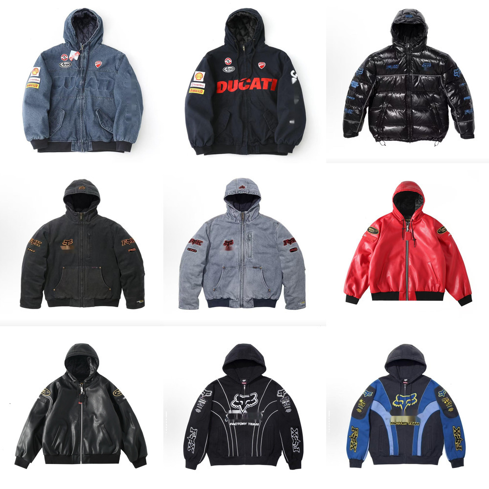 Designer Mens Vanson leather jacket heavy-duty rivet craftsmanship motorcycle jacket Embroidered patchwork Baseball Bomber Coats FOX Down Jackets aa