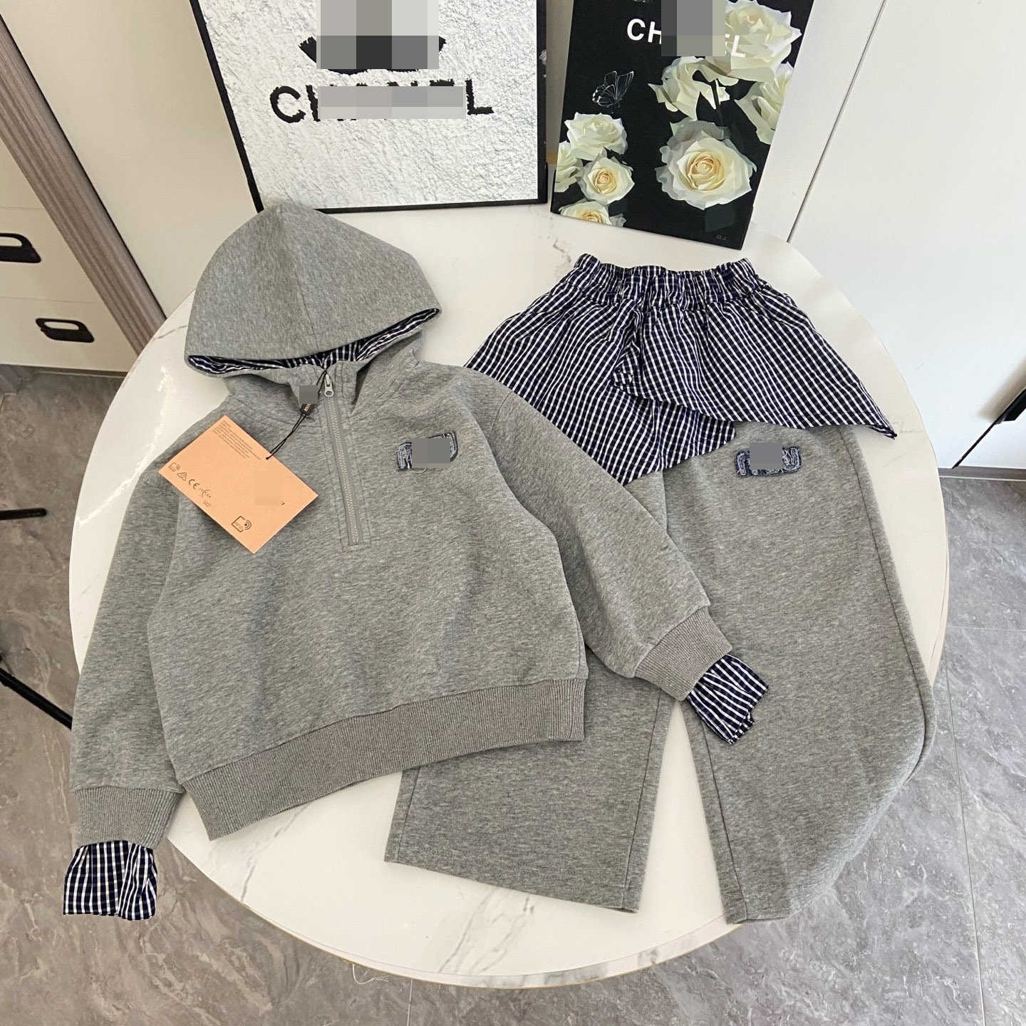 Autumn New Girls' Spring and Autumn Stylish Outerwear Two-Piece Set Children's Hooded Sweatshirt Sports Jacket Set Trendy L26831 L26092068