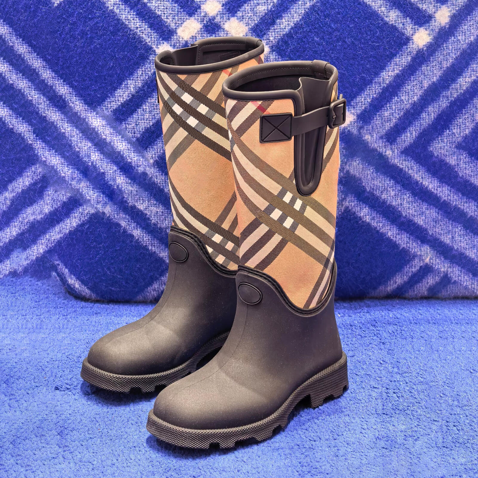 luxurys Designer High Short boots casual Rubber booties stripes Ankle Snow Boot Blueberry Martin Canvas Winter plaid Rain Boots Outdoor shoes hike w