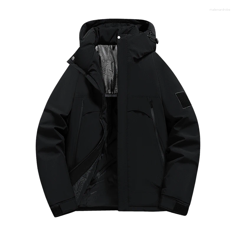 Men's Down Work Jacket Sports Running Jackets Dopamine Fashionable Hooded Warm Cotton Graphene