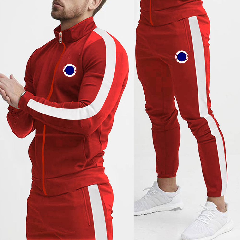Light luxury European hooded casual sports suit men's autumn and winter slim men's and women's jacket sweatpants