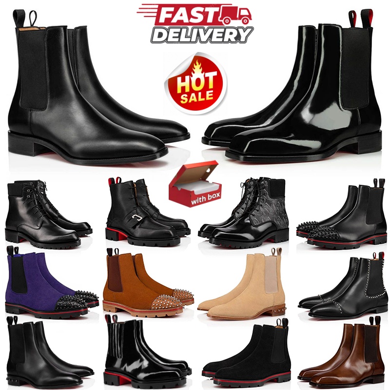 designer boots brown Red Bottom Parisian style black red hiking heels water booties men women winter shoes bottom platform ankle snow boot Seasonles