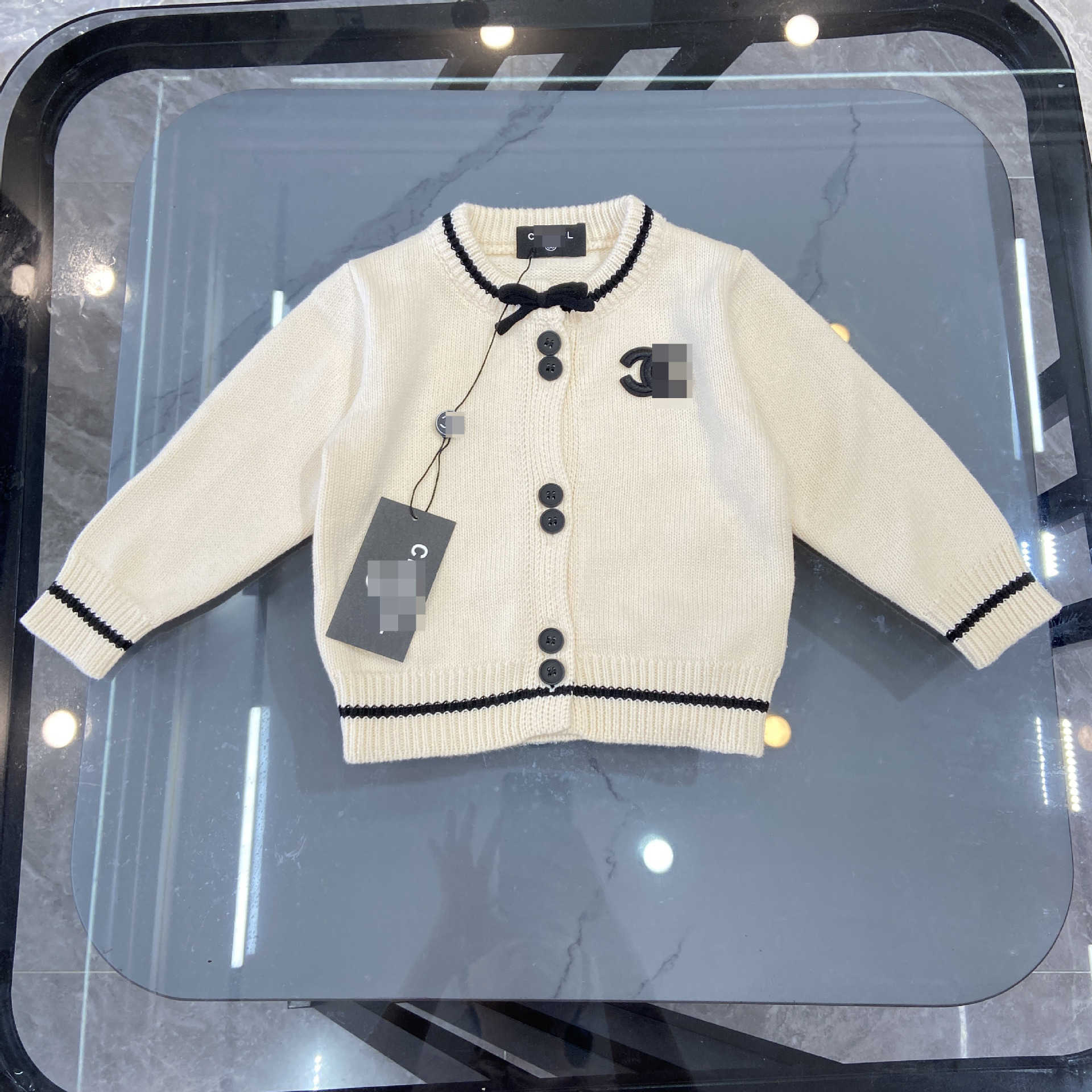 Girls' Autumn and Winter New Knitted Cardigan Solid Color Round Neck Sweater Coat Stylish Outerwear L26831
