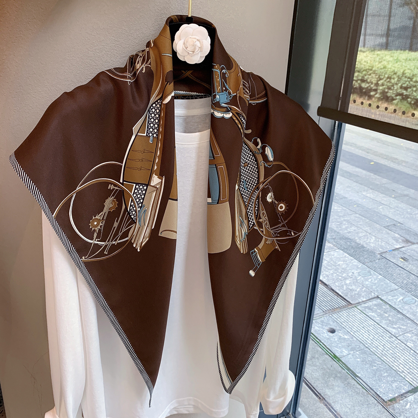 Premium Triangle Scarf Double-layer Satin Small Shawl Silky Smooth Foreign Style Neck Protection Silk Scarf Scarf