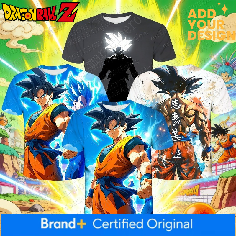 2026 Anime Dragon Ball Z Super Saiyan Men's Clothing Kids CosPlay Goku Japanese Boys T-shirt Breathable Short Sleeves