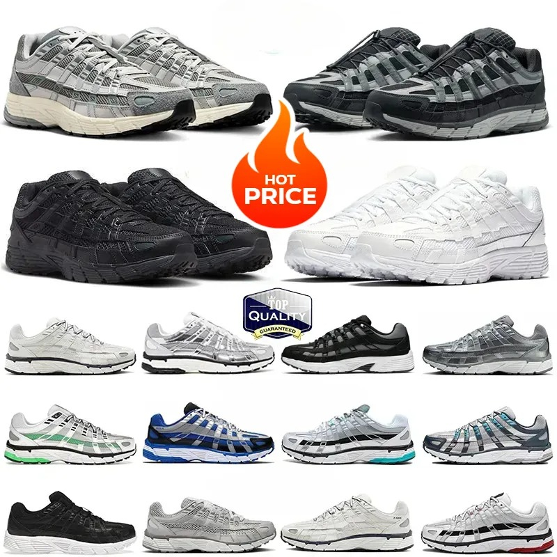 Designer shoes P6000 Trainers Running Shoes Men's and Women's Athletic Shoes Metal Silver Three Black White Smoke gray Outdoor sports shoe