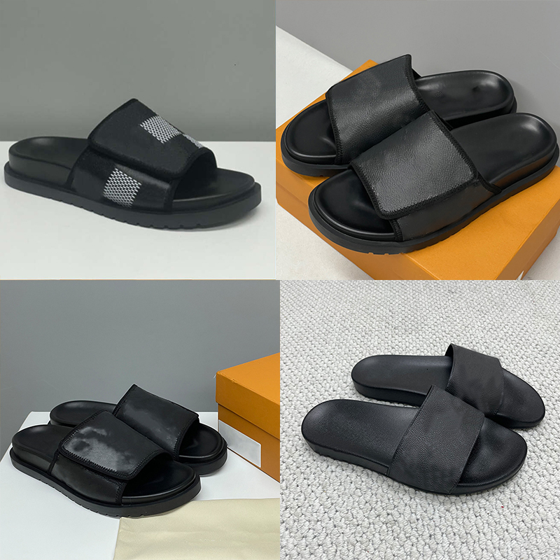 Designer Slides Beach Sandales Hommes Miami Mule Plat Piscine Oreiller Confort Pantoufles Rembourré Sangle Avant À La Mode Casual Caoutchouc Slid