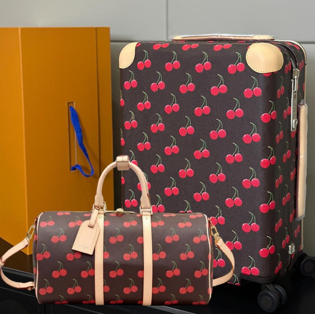 Ensemble de valises design Bagages de luxe livrés avec un sac polochon Mallette d'embarquement en cuir véritable Carry on Valise de chariot de vo