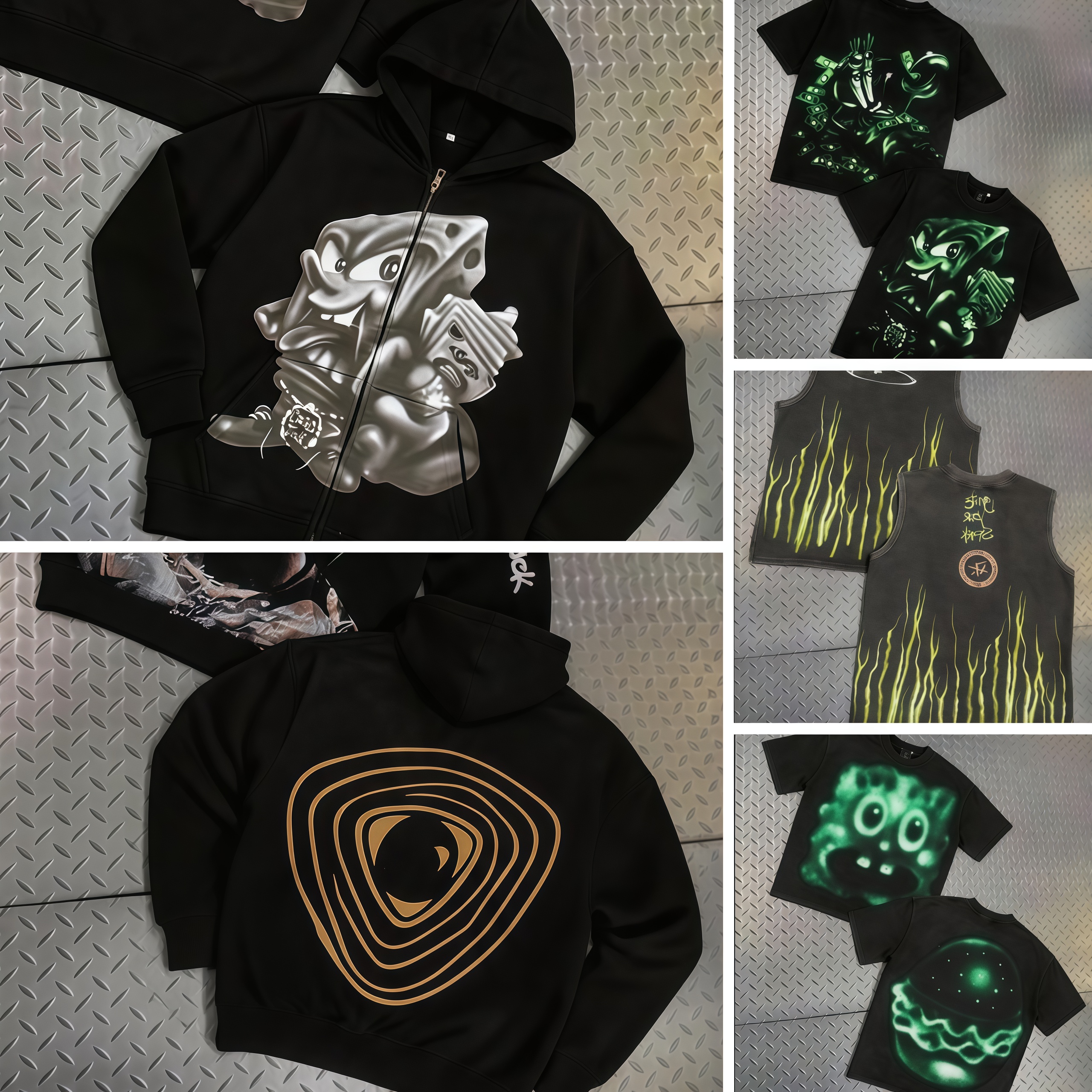 T-shirts à capuche Tops T-shirts T-shirts Designer T-shirt à manches courtes Hommes et femmes Couple Chemises lâches Keel Smoke Metal Skull Light