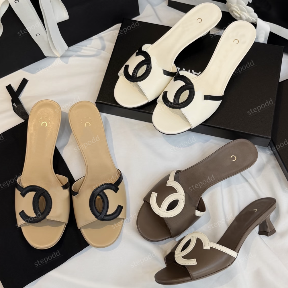 CC Slides Flip Flops Mules Shoes Sandal Slippers Summer Beach Designer Women Slippers Comfort Retro Fashion White Pink Blue Mule With Box Eur 35 42