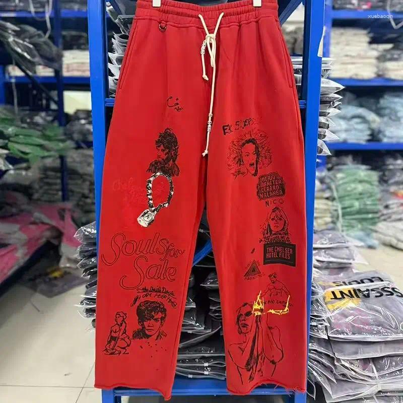 Men's Pants High Street Graffiti Washed Paly Men Woman Vintage Loose Casual Hip Hop Fashion Cotton Joggers Sweatpants Trousers