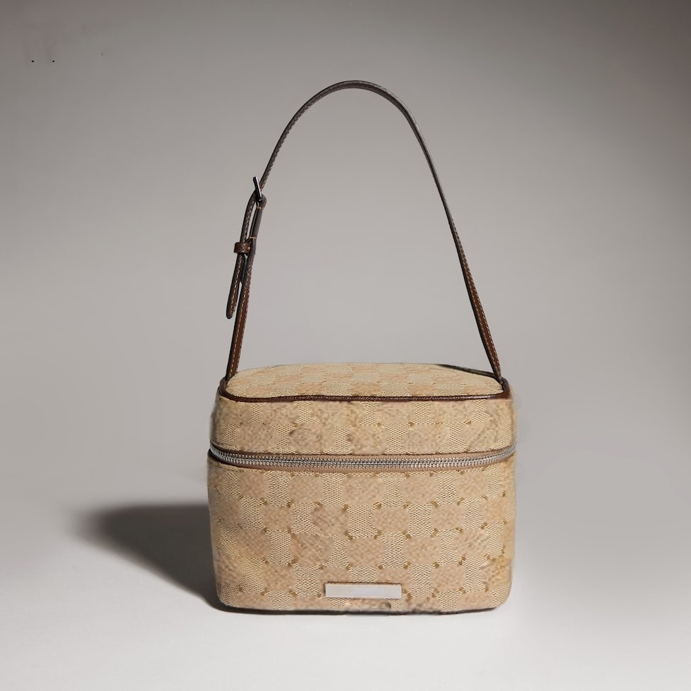 10A Top Designer Drawstring Bucket Bag and Makeup Bag in Suede Leather, Fashionable Casual Plaid Long Chain Crossbody Bag, Trendy Brand with Box
