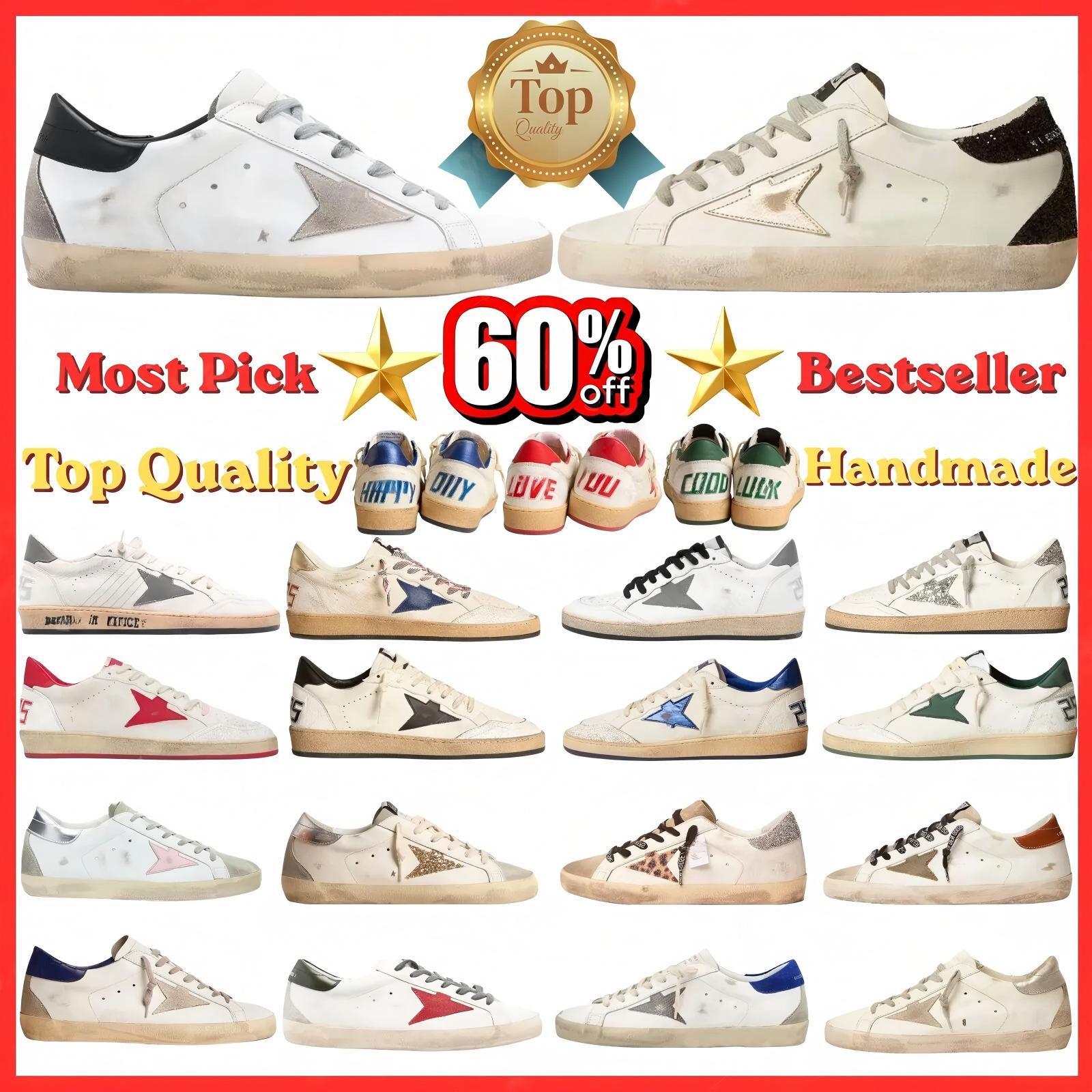2024 Designer Loafers Sneakers Super-star S Shoes Leather Italy Dirty Old Shoe Brand Women Men Black White Ball Casual Star Trainers 35-46