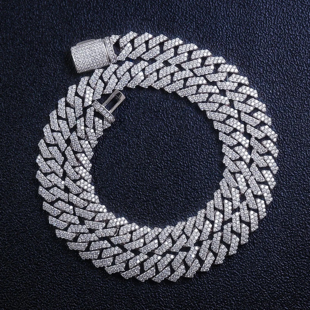 Mens gold plated 925 silver miami cuban link necklace premium moissanite chain 6mm 8mm 10mm 12mm 15mm