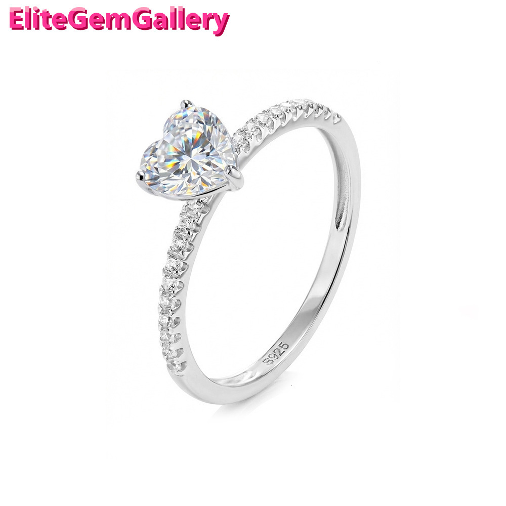 SY Classic 925 Sterling Silver Womens Heart Gift Cut VVS Grade Luxury Wedding Engagement Anniversary White Moissanite Ring