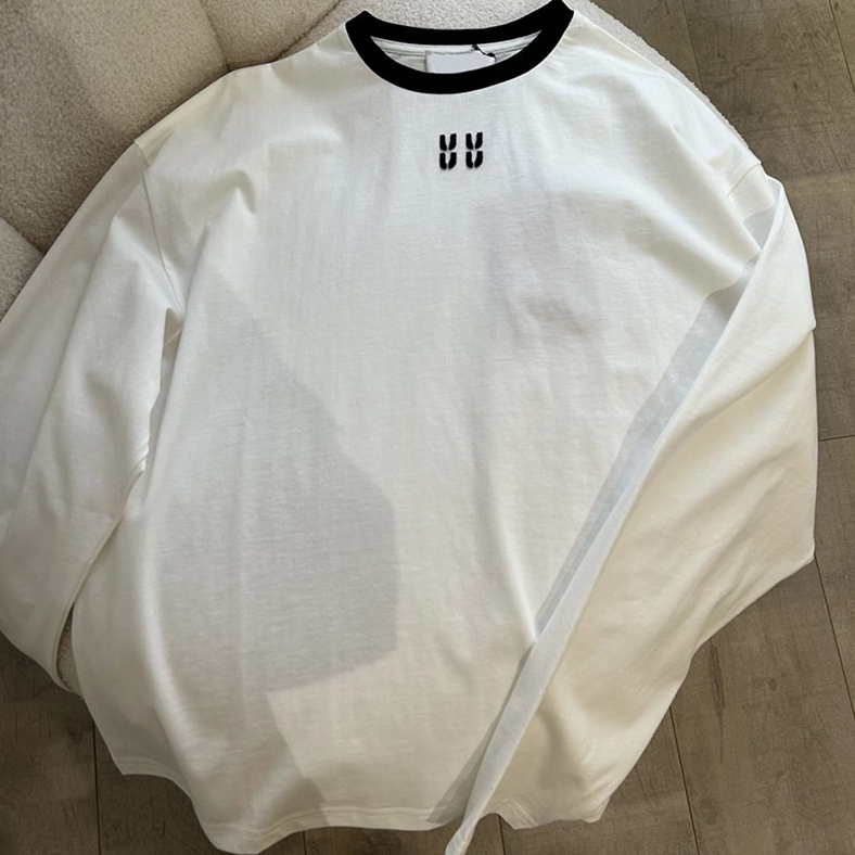 Minimalist Women Basic Sweatshirt Casual Round Neck Long Sleeve Loose Contrast Trim Relax Shirt Autumn Campus Office Commute Top