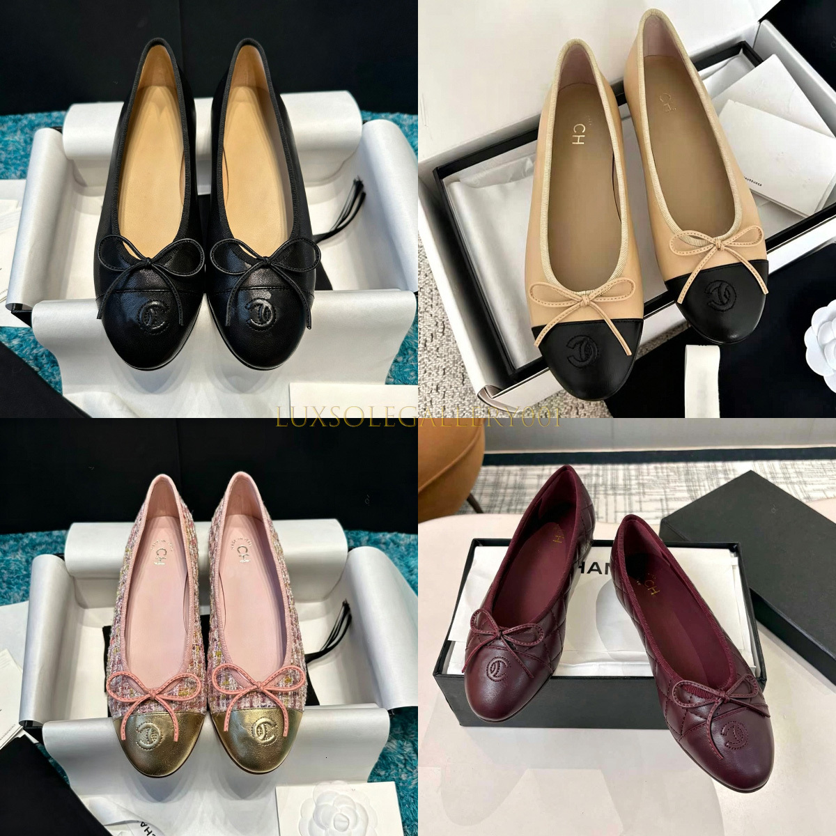 Designer Ballet Flats Paris Brands Women Sandals Quilted Genuine Leather Slip On Ballerina Toe Ladies Fashion Women Bow Ballet Flats Two Tone Patchw