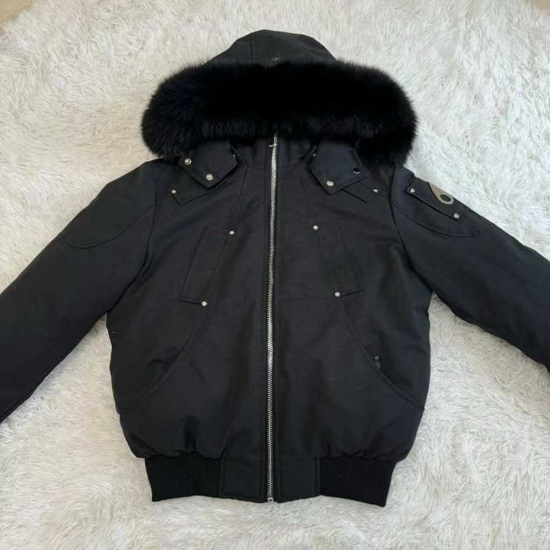 Designer's high-quality clothing Men Fox Fur Hooded Down Bomber Jacket Palm Moose