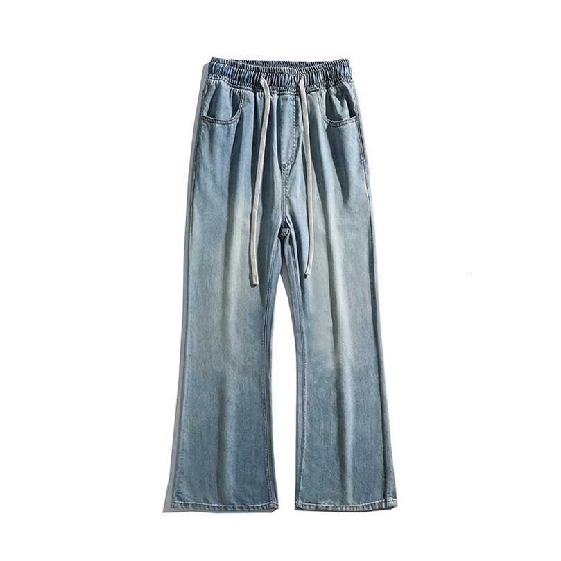 Mens Summer 2026 Lyocell Soft Drawstring Micro Flare Jeans Thin IceSilk Loose Wide Leg Vertical Drape Casual Daily Streetwear 260828