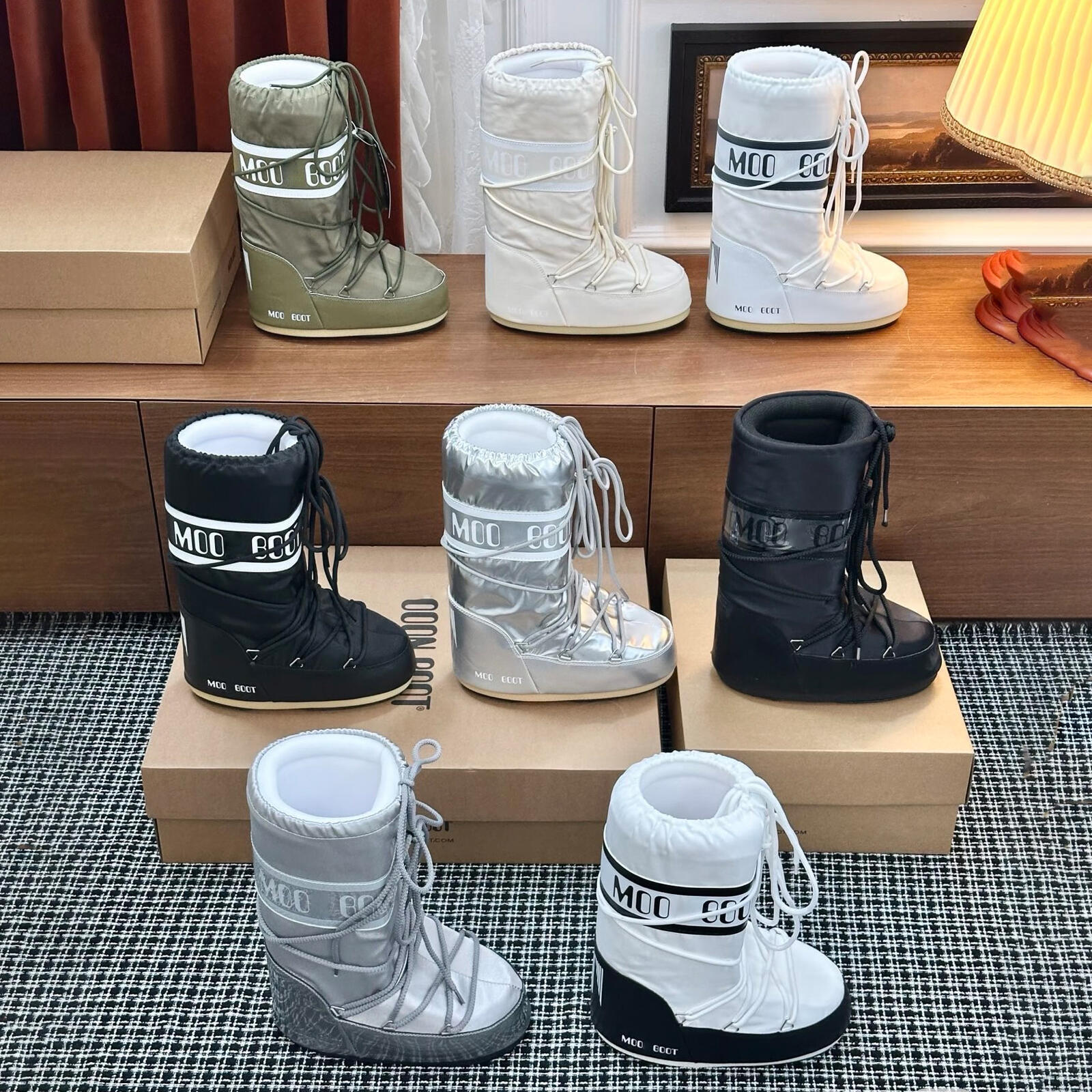Nylon Suede Teddy Fur Ankle Boots Soft Warm mirror quality Moons Boot luxurys Designer Sheepskin Winter Snow booties LAB69 ICON Wool Furry High boot