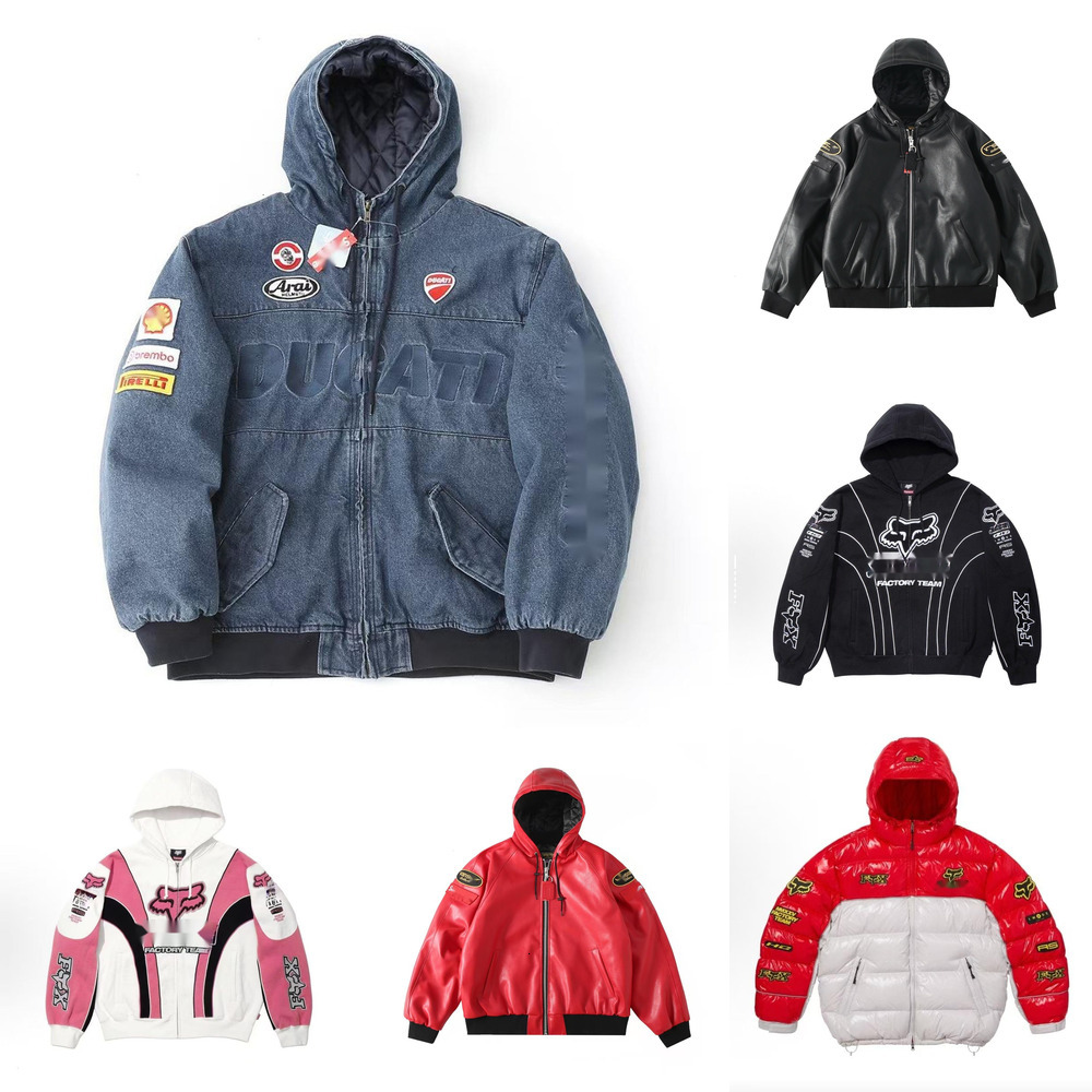 Designer Mens Vanson leather jacket heavy-duty rivet craftsmanship motorcycle jacket Embroidered patchwork Baseball Bomber Coats FOX Down Jackets 5a