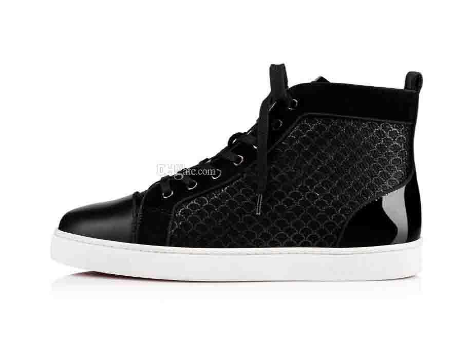 Originals Box Fashion Brand High Quality Men Women Shoes Red Bottom Sneakers Genuine Leather Blue Velvet Fishnet Glitter Trainers Footwear 35-47 Dis