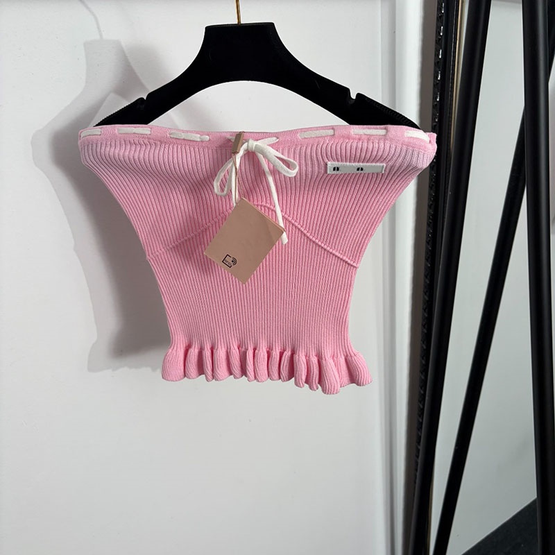 Y2k recadrée coupe ajustée tricot Camis femmes sans bretelles tricoté bustier tubulaire Sexy boîte de nuit plage vacances tricots