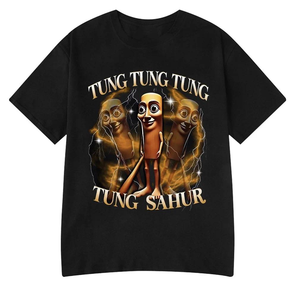 Tung Tung Tung Sahur Meme T Shirt Tralalero Tralala Bombardiro Crocodilo Funny T-shirt Men Women 100% Cotton Short Sleeve Tshirt