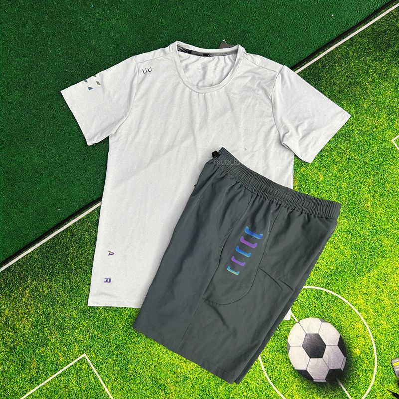 26ss UA Tracksuit men's tech short sleeve ua-shirt summer tech Athletic UA set two piece fitness quick drying and breathable for Jogging Sports