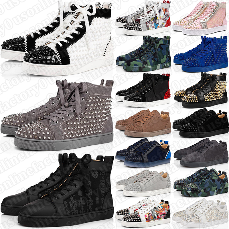 Christian Louboutin red bottoms avec boîte hommes femmes chaussures habillées de créateurs étincelants strass baskets de luxe rivets pour mariage