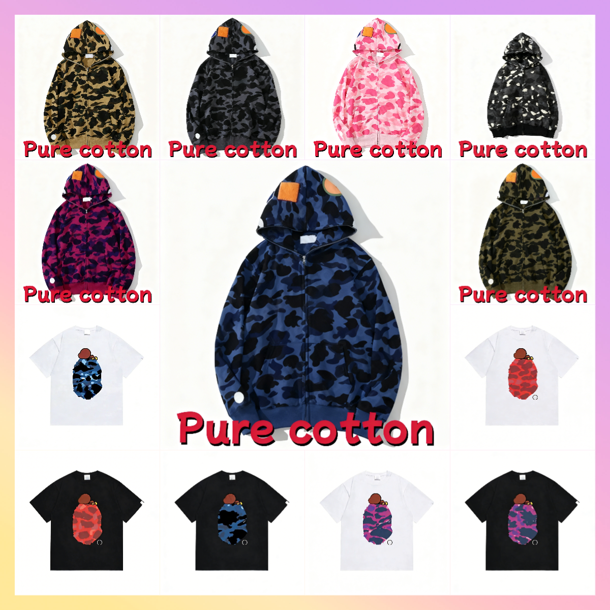 Designer Heren Hoodies t-shirt Volledige Zip Up Jassen Mannen Vrouwen Sweetwear Jas Patroon Hoodie Sweatshirts Voor Mannelijke Kleuren unisex haai t