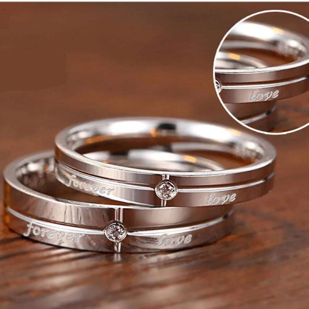 Copper Plated Platinum FOREVER Adjustable Couple Rings Men Women Crossing Letter Finger Jewelry Wholesale Drop Shipping H2602228-image-1095884137