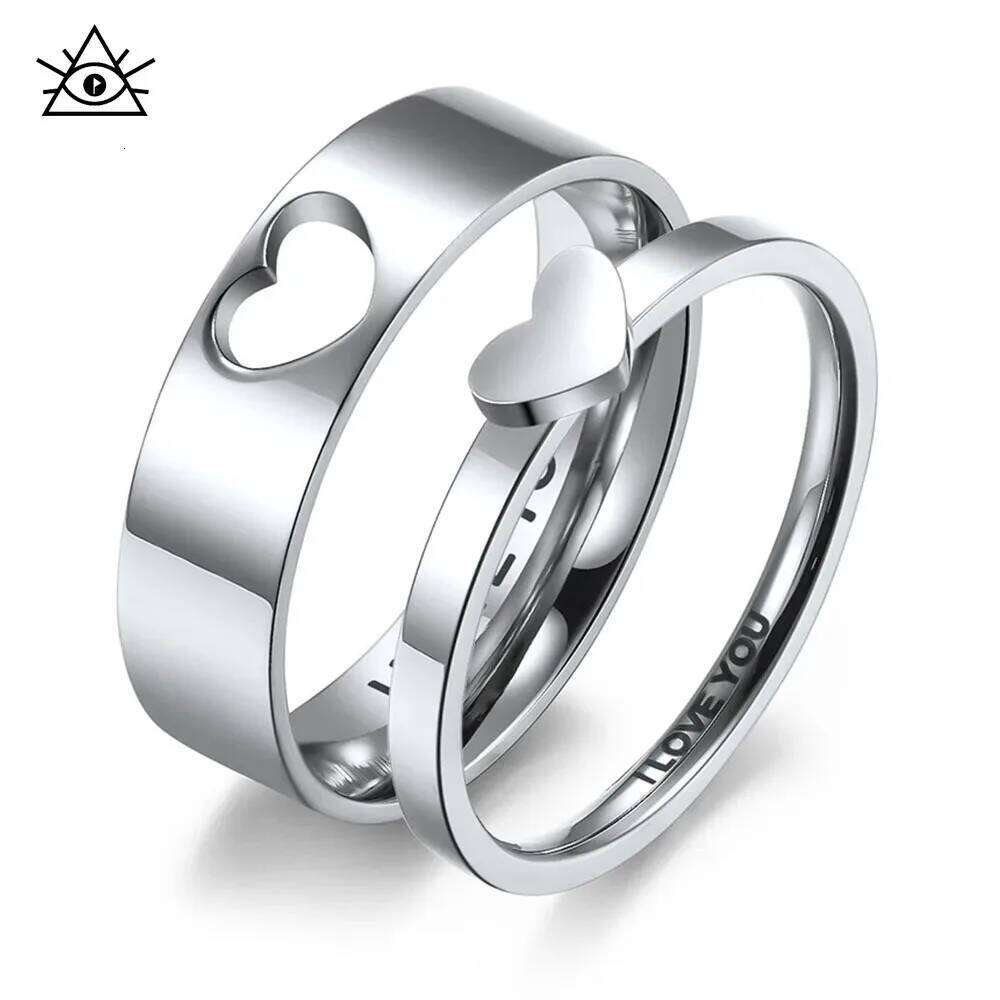 Japanese Simple Hollow Heart-shaped Couple Ring Men And Women Proposal Engagement I YOU Rings H2602228-image-1095884004