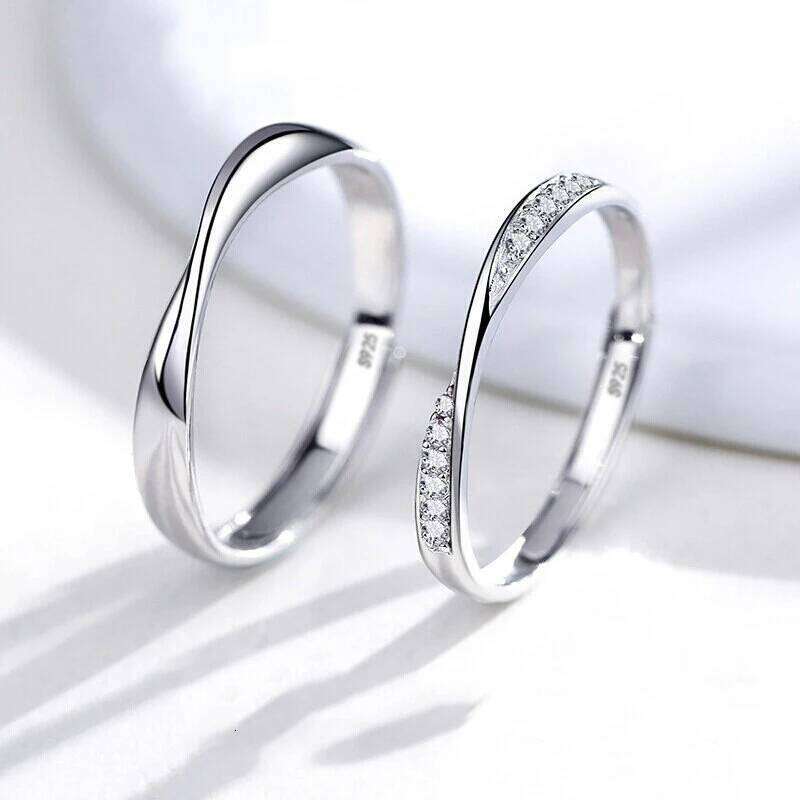 1Pair Couple Ring Crystal Diamond Wedding Engagement Jewelry Adjustable Rings H2602228-image-1095884617