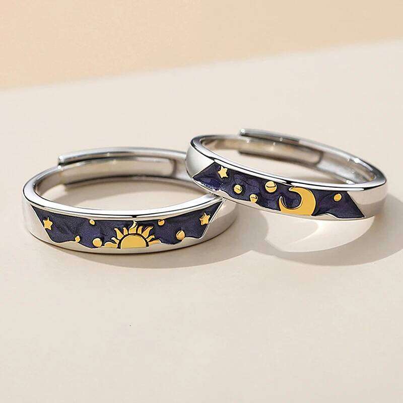 Fashion Couple Rings Sun Moon Open Adjustable Light Luxury Finger Ring For Women Jewelry Accessories Birthday Gift H2602228-image-1095883840