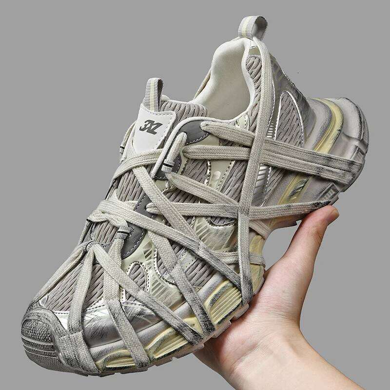 Men's Lace Up Unisex Street Sneakers Niche Thick Splicing Mixed Color Sports Arrival Vulcanization Shoes Punk Breathable Women