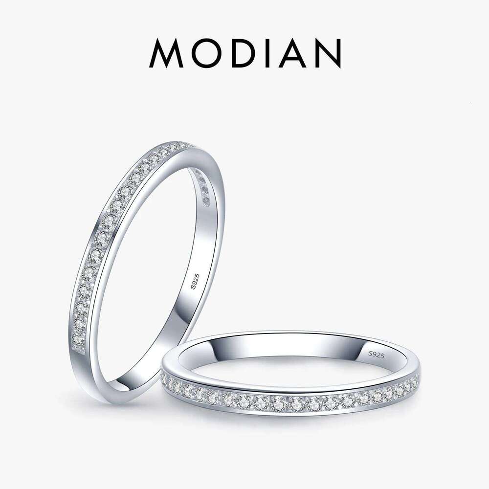 Modian Classic Simple 925 Sterling Silver Charm AAA Zirconia Finger Rings for Women Wedding Engagement Statement Jewelry H2602228-image-1095883904