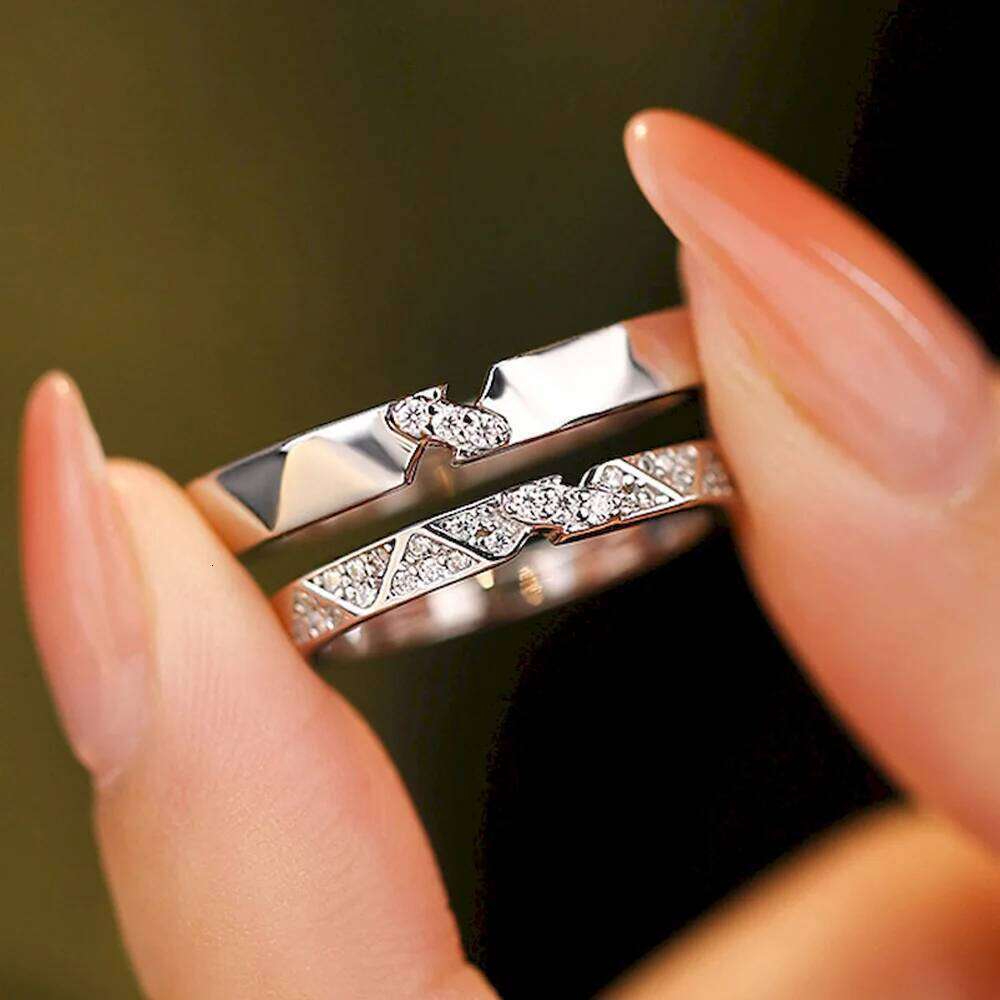 Copper Plated Platinum Rhombus Couple Ring Overlap Opening Thick Coating Finger Jewelry Birthday Gift Wholesale Drop Shipping H2602228-image-1095884158