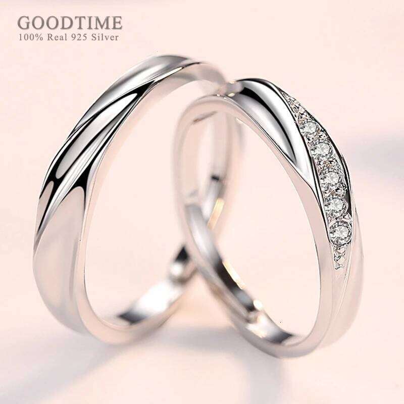 Fashion Real Genuine 925 Rings Women Man Sterling Silver Zircon Couple Ring Wedding Engagement Jewelry For r H2602228-image-1095884311