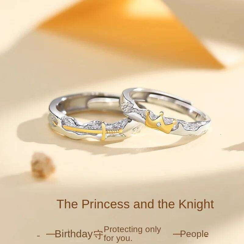Princess Knight Couple Male and Female 2024 New Open Pair Ring Valentine's Day Gift, Student Jewelry H2602228-image-1095884346